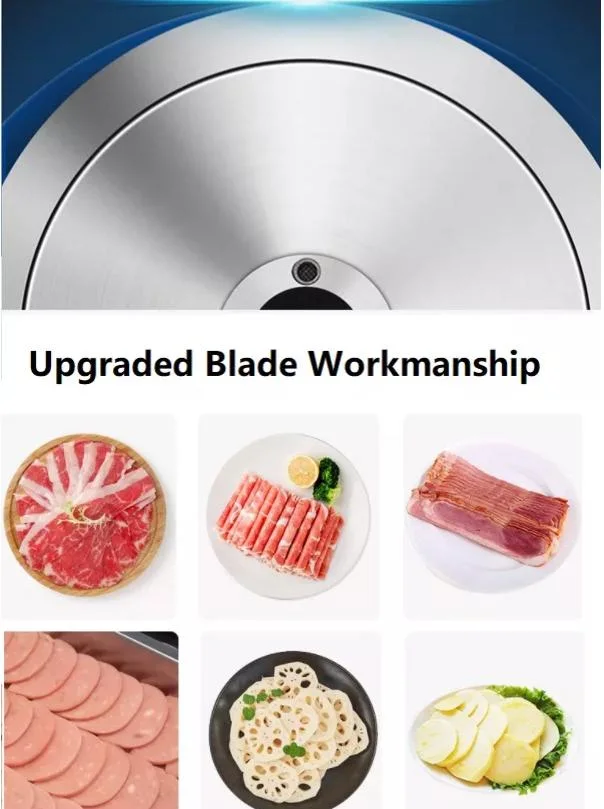 Hot Sale 250 mm Electric Restaurant Semi-Automatic Frozen Fish Meat Sausage Cheese Italy Blade Tefflon Meat Slicer